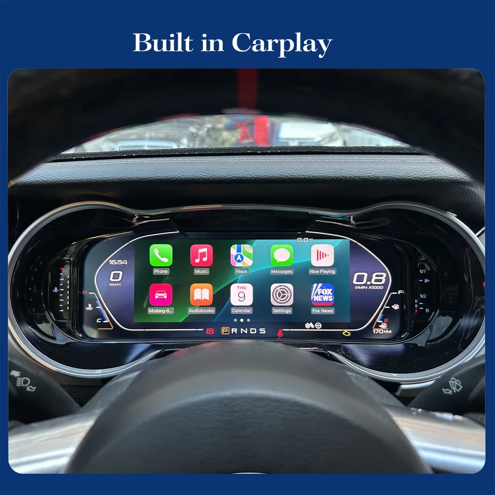 Panel de Instrumentos Digital de 12.3 Pulgadas para Ford Mustang (2015-2021), Odómetro, Tacómetro, Compatible con iOS y CarPlay 6