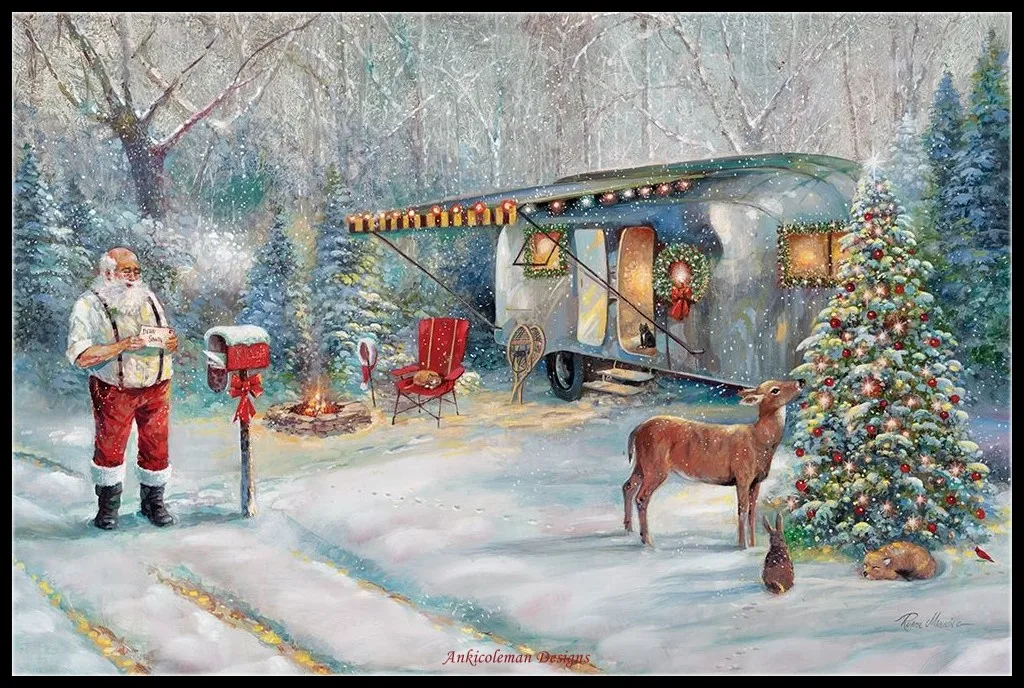 

Santas Hideaway - Counted Cross Stitch Kits - DIY Handmade Needlework Embroidery 14 CT Aida Sets DMC Color