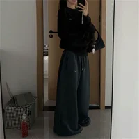 Oversize Woman Grey Black Sweatpants Y2K Korean Streetwear Loose Casual Jogger Pants High Waist All Match Drawstring Trousers - Image 4
