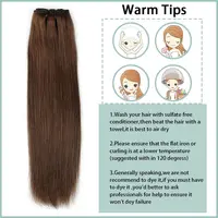 Pince à cheveux humains droite dans les Extensions de cheveux 100% non transformés pleine tête cheveux vierges brésiliens couleur noire naturelle 8 pièces avec 120G 6