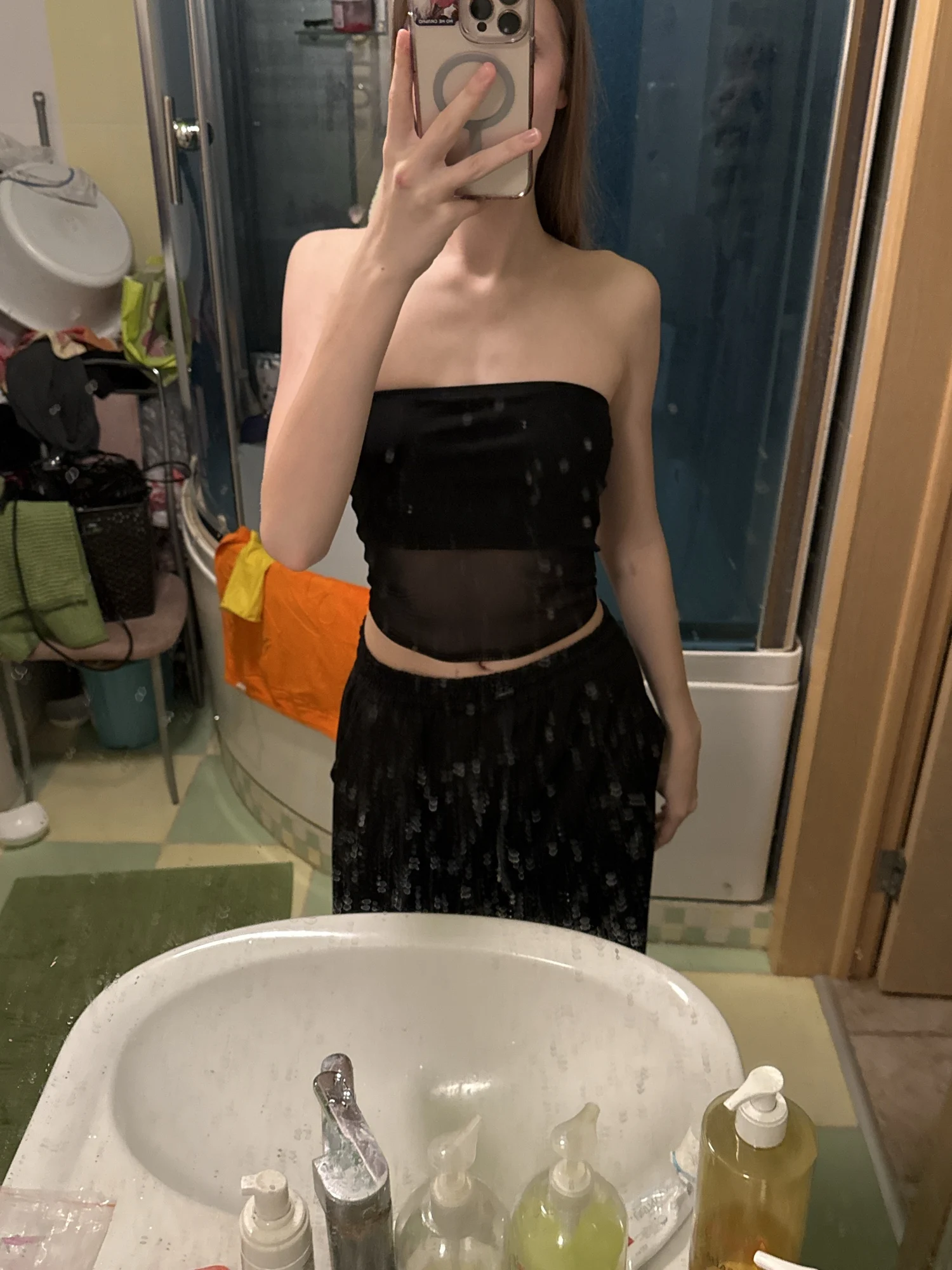 Luxe Black Bandeau Crop Top - Soft Stretch Polyester Vest photo review