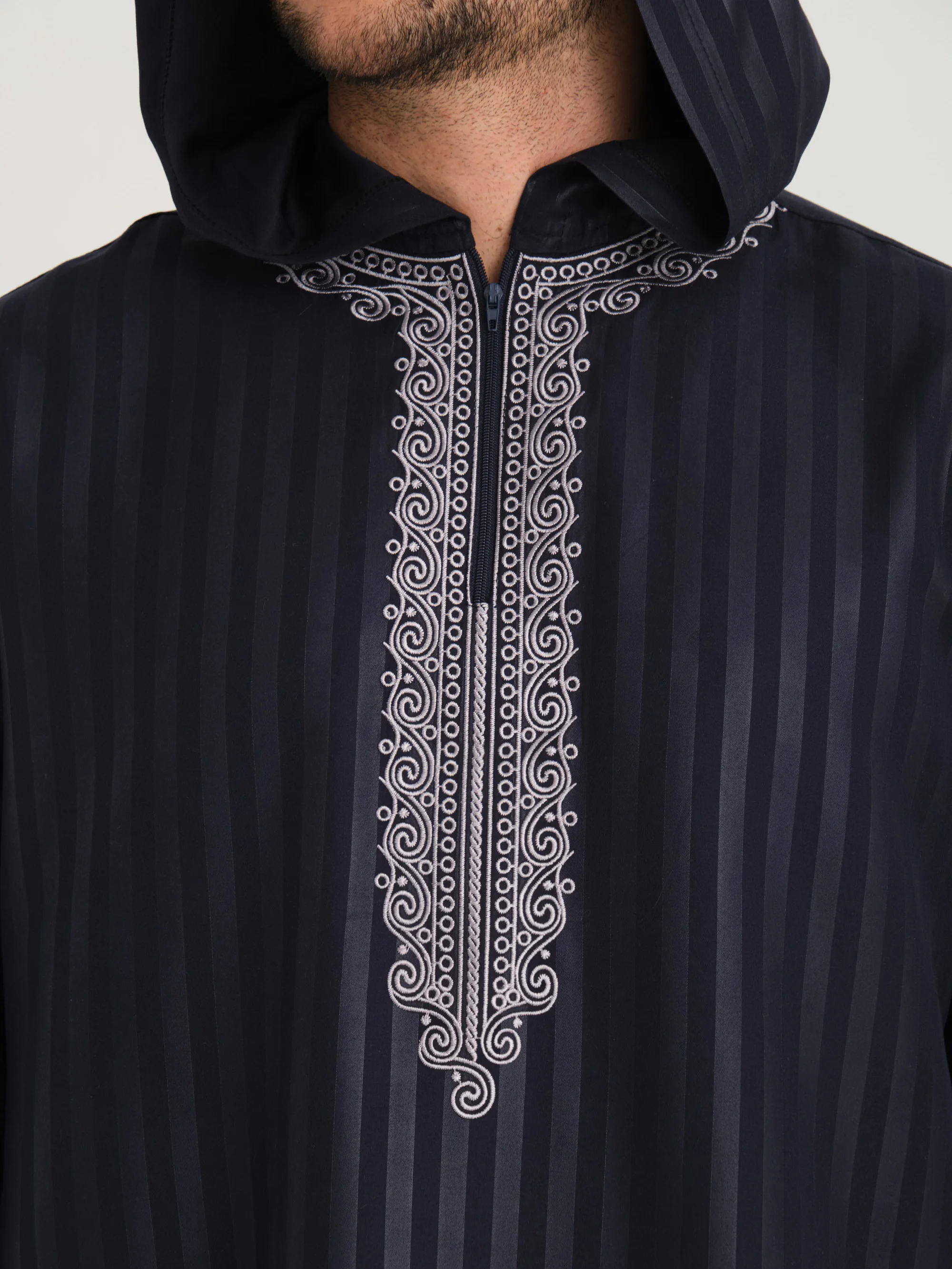 Stripe Hooded Djellaba for men 2024 Kaftan with pockets Muslim