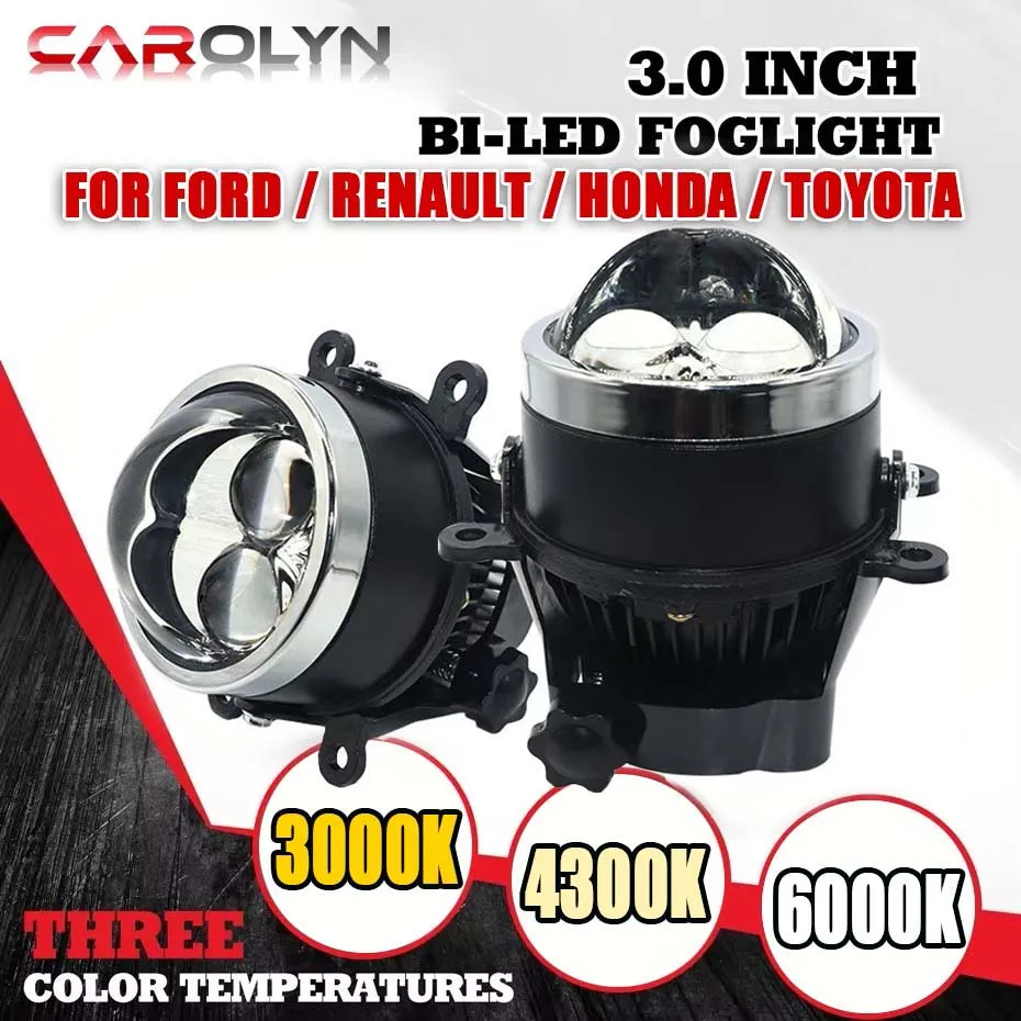Carolyn ไฟตัดหมอกเลนส์เลเซอร์คู่3นิ้วอเนกประสงค์, ไฟตัดหมอก LED คู่ไฟ H9 Hb3หลอดไฟ lampu depan LED H11 9005H8 1