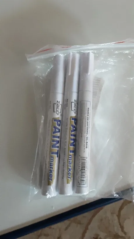 3pcs White Paint Pen Paint Markers Waterproof Car Tyre Oil-Based Paint Pen Set Quick Dry And Permanent photo review