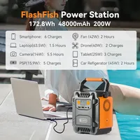 Station d'alimentation portable Flashfish A201 200W ou station d'alimentation + panneau solaire pliable TSP 18V 100W 172.8Wh 48000mAh, générateur solaire à onde sinusoïdale pure, batterie de secours avec prises AC 220V, alimentation électrique extérieure pour camping, camping-car, hors réseau, panne de courant d'urgence. 6