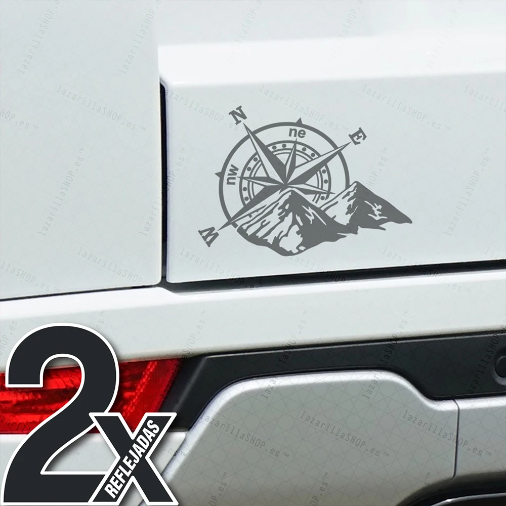 2X Pink Of The Winds Adventure 15Cm 2 Pcs Adesivo A Specchio Brujula Navigation Mountain Stickers Car 4X4 Offroad Offroad Valigie Moto Moto Rhome Van 