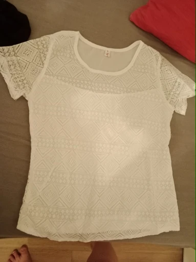 Women Summer Chiffon Blouse Lace Crochet Female Korean Shirts Ladies Blusas Tops Shirt White Blouses Slim Fit Tops photo review