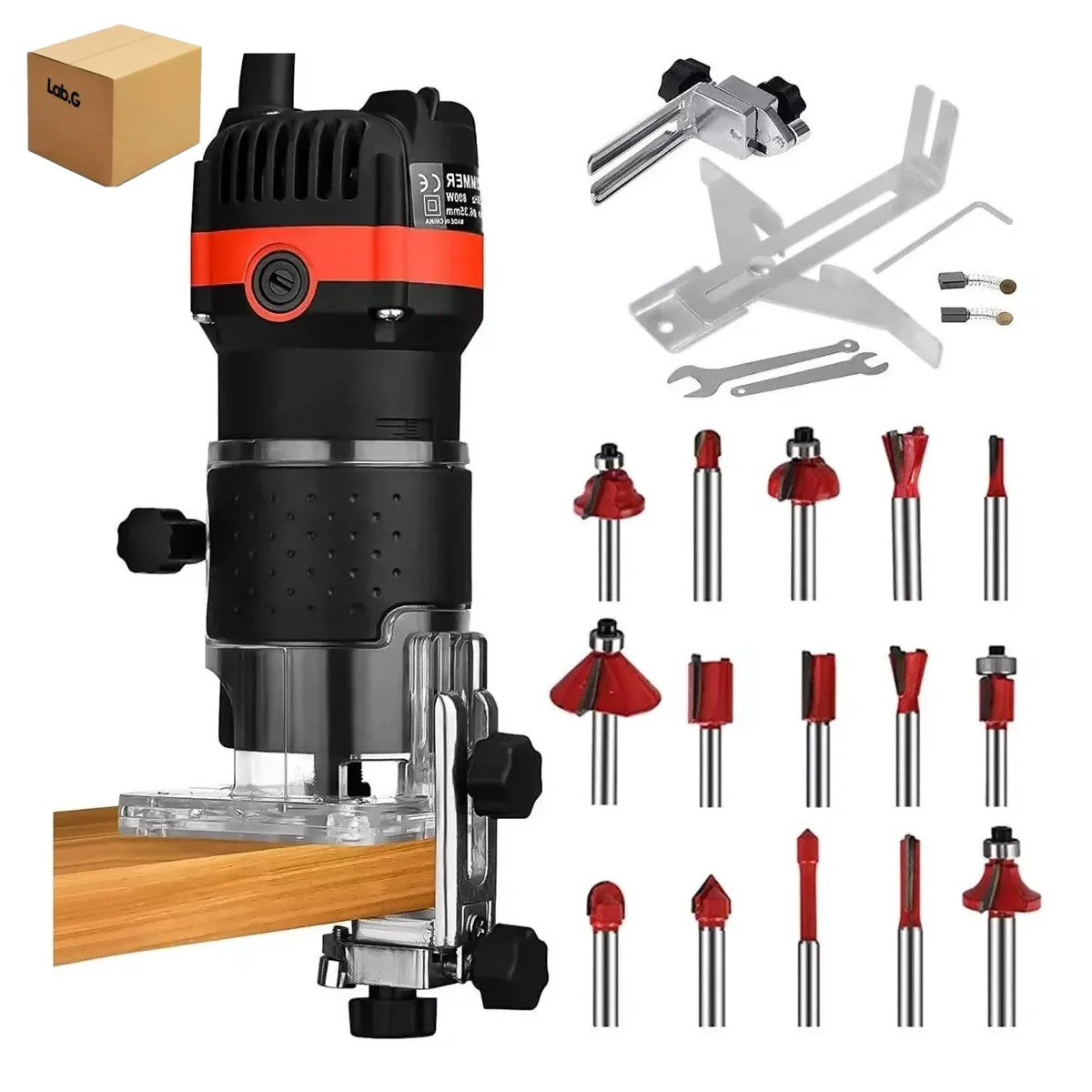 Enrutador Madera Recortadora Lab.G Rebajadora 800w 15 Brocas Carbu