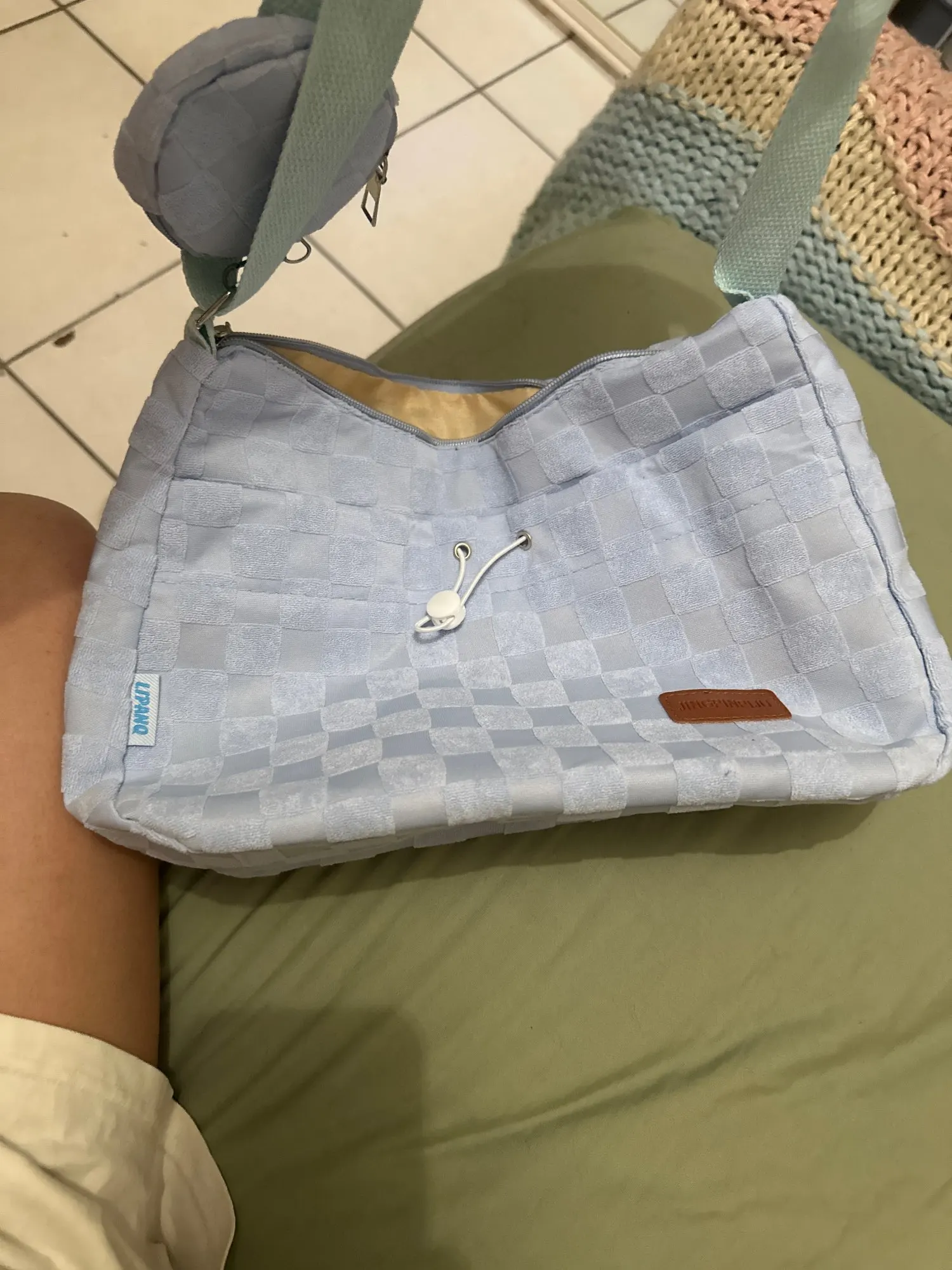 Xiuya Harajuku Style College Crossbody Bag Solid Color Plaid Print Large Capacity Shoulder Bag New Cute Fashion Designer Handbag photo review