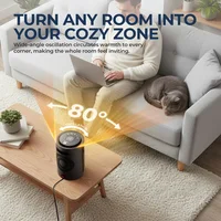 Портативный керамический обогреватель PTC мощностью 1200 Вт, 80 °   Осциллирующий настольный тепловентилятор, быстрый тихий обогрев 1s для спальни, офиса, использования в помещении — изображение 4