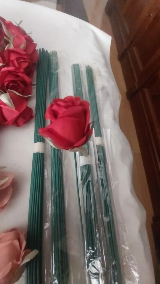 60 Tallos De Alambre Floral, Alambre De Tallo Floral Envuelto En Papel Verde Para Arreglos Florales Y Suministros De Fabricación De Coronas (2 Tallos De Flores De Calibre