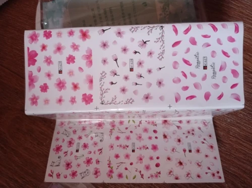 Spring Sakura Nail Water Stickers Rosa Körsbärsblommor Dekaler Blommor Lövträd Sommar Naglar Konstdekoration Sliders BEA1621-1632 photo review