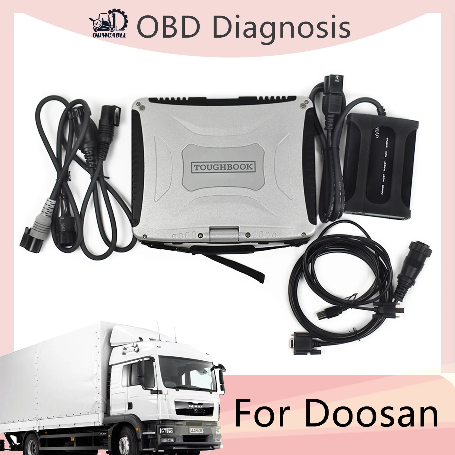 

For Doosan uvim Excavator Forklift Engine Fault Detector Interface DDT SCR DPF DCU ECU Scanner +CF19 laptop