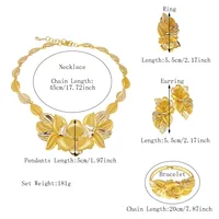 Femmes collier boucles d'oreilles bague Bracelet ensemble de bijoux bourgeon pendentif plaqué or luxe Nigeria dubaï or ensemble de bijoux femmes 3