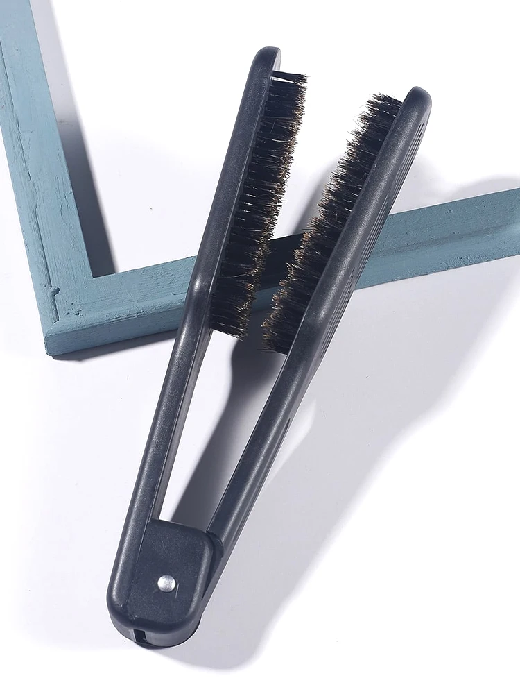 Pro Hairdressing Straightener Hairbrush Nylon Hair Straightening Double Brushes V Shape Comb Clamp Styling Tools DIY