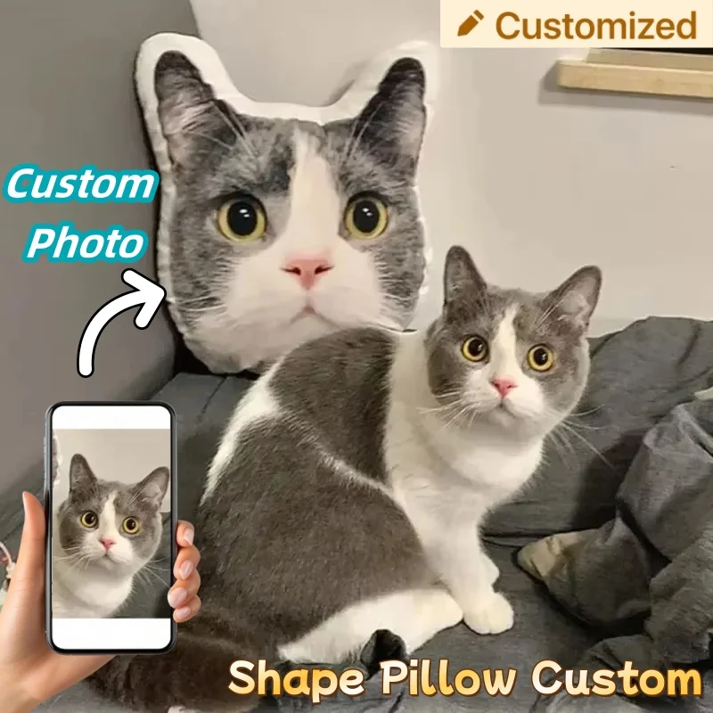 Photo Customization Pet-Shape Pillow With White Edge Personalized Cushions For Pet Friend Turn Pet Into 3D Pillow Sofa Car Decor 2
