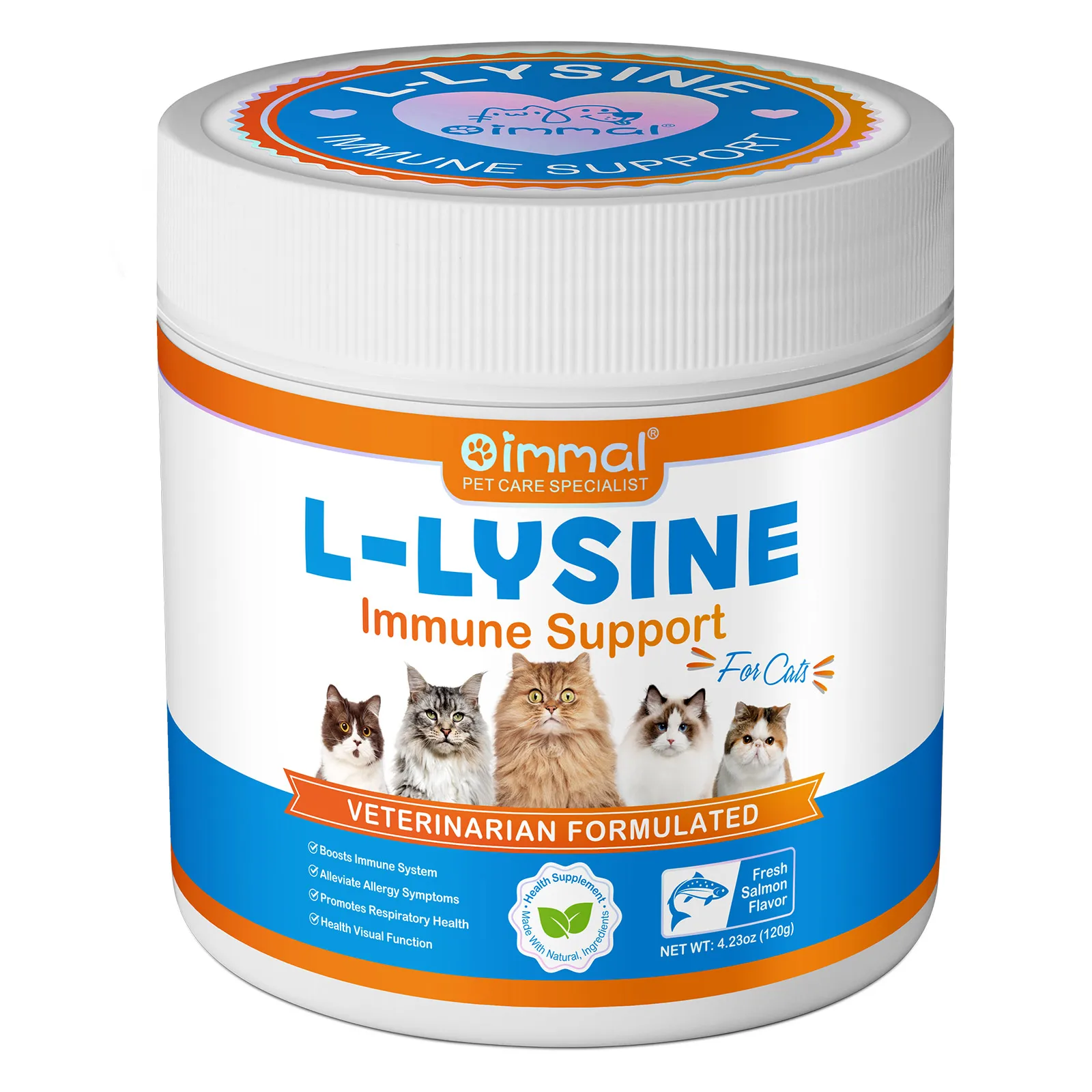 L-Lysine Supplement for Cats Sneezing Runny Nose Cold Immune Support Eye Function Respiratory Health
