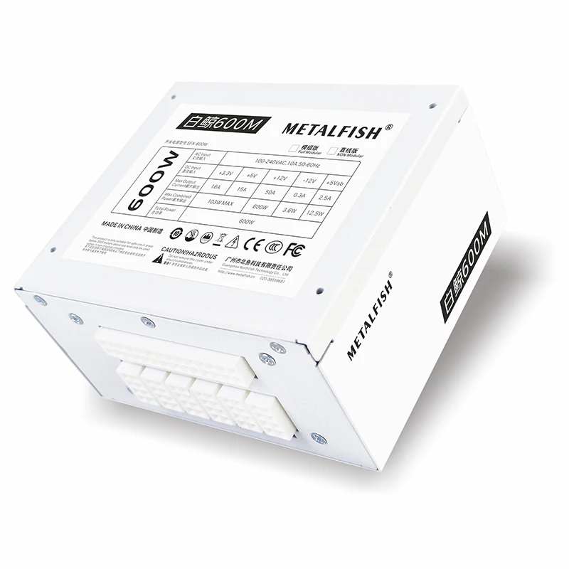 Metalfish-sfx 600w Psu Branco Fonte de Alimentação Full-modular para Mini Itx Chassis Pequena Caixa Compacta para Computador 100 v Entrada 220v - Imagem 4