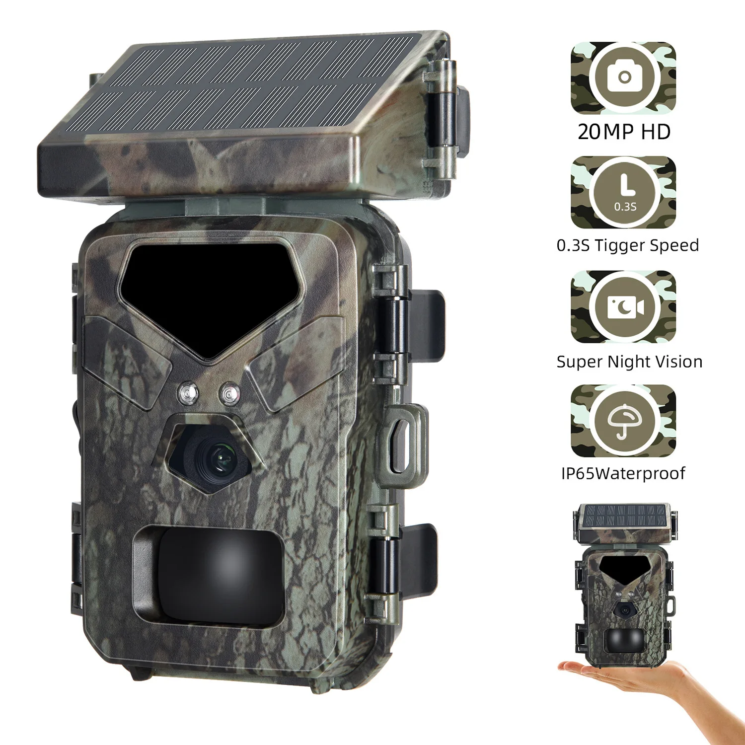 Mini700 Outdoor Solar Hunting Camera 20MP 1080P HD Wild Animal Detector
