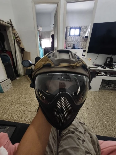 Tactical Face Mask Anti-Fog Goggle Paintball Airsoft Cs Shooting Steel Mesh Breathable Protective Head Helmet Masks Hunting Gear photo review