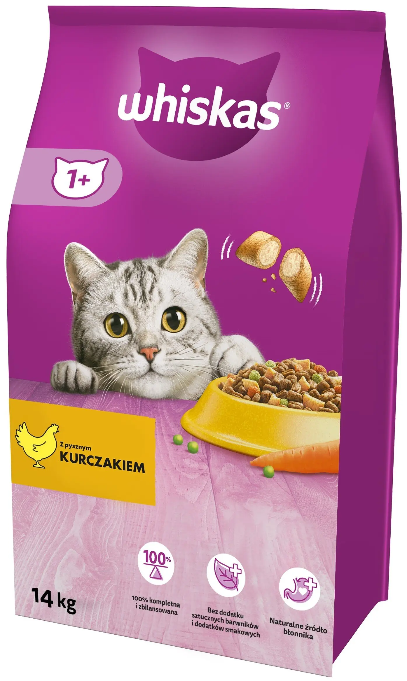 WHISKAS sucha karma dla kota z kurczakiem 14 kg z Polski za $21.97 / ~89zł