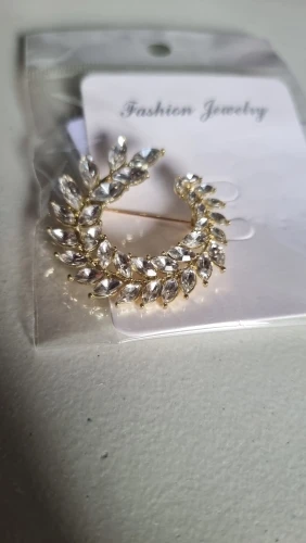 Zircon Luxury Leaf Brooch for Women Niche Temperament High-end Simple Brooches Commuting Personalized Design Accessories photo review