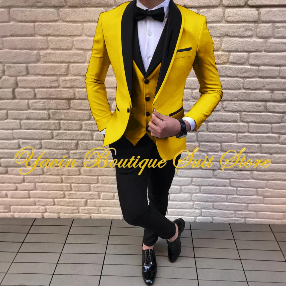 FormalMensSuitWeddingGroomTuxedoJacketPantsVestTie4Piece