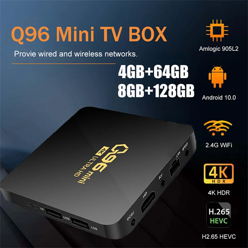 New Q96 Mini Smart TV Box Android 10.0 Amlogic S905L Quadcore 2.4G