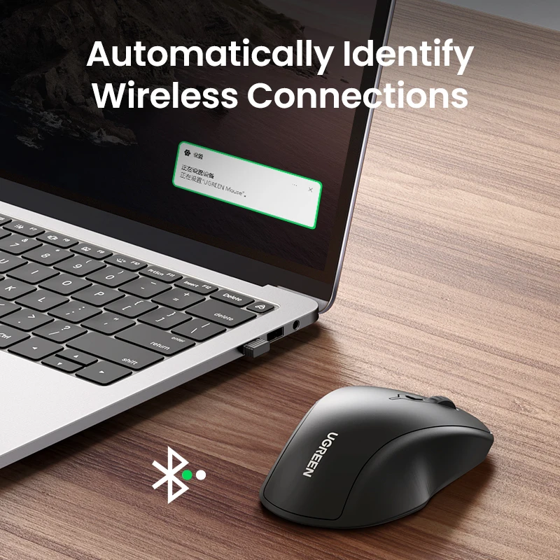 Ugreen Mouse sem Fio Bluetooth 5.0 Ergonômico 4000 Dpi Botões Mute para Macbook Tablet Computador Portátil 2.4g Rato Ratos - Imagem 2