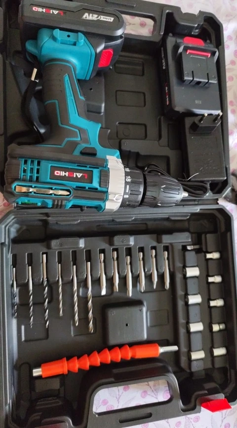 Cordless Impact Screwdriver Handheld Drill Power Tool 32 Torque Setting 2 Gear Speed Electric Screwdriver With 2 Batteries photo review