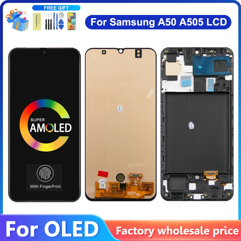 Per Amoled Lcd Per Samsung A50 Display Lcd Touch Screen Digitizer Assembly Per Galaxy A50 A505F/Ds A505Fn/Ds A505Fm/Ds