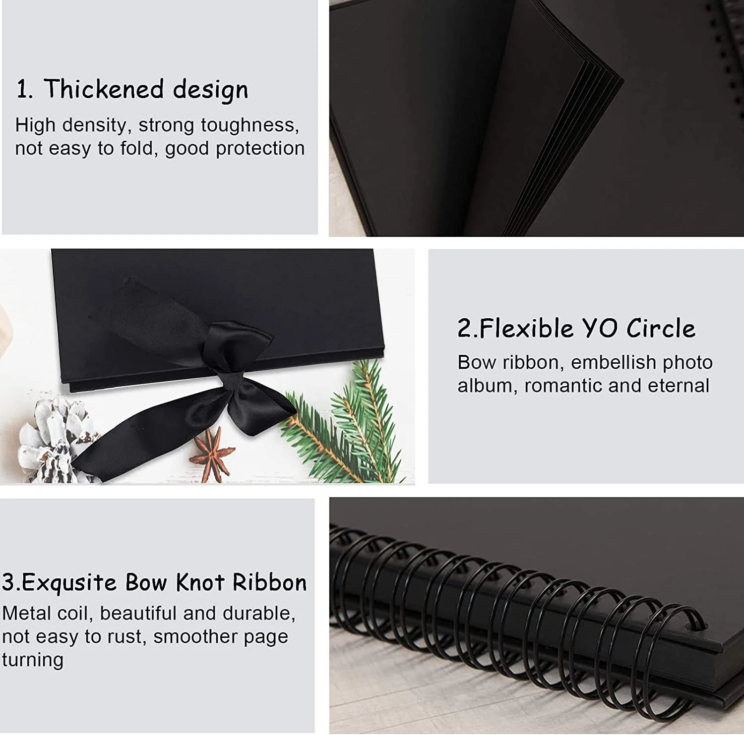 Spiral Scrapbook Photo Album, 80 Black Pages DIY