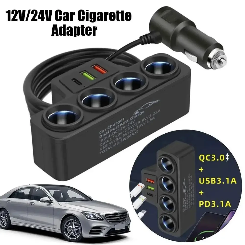 Car Accessories Car Charger 4-Socket 3.1A USB QC3.0 PD3.1A