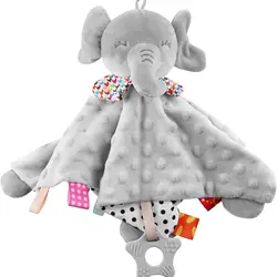 Plush Baby Snuggle Security Blanket with Adorable Animal Design (GRAY)