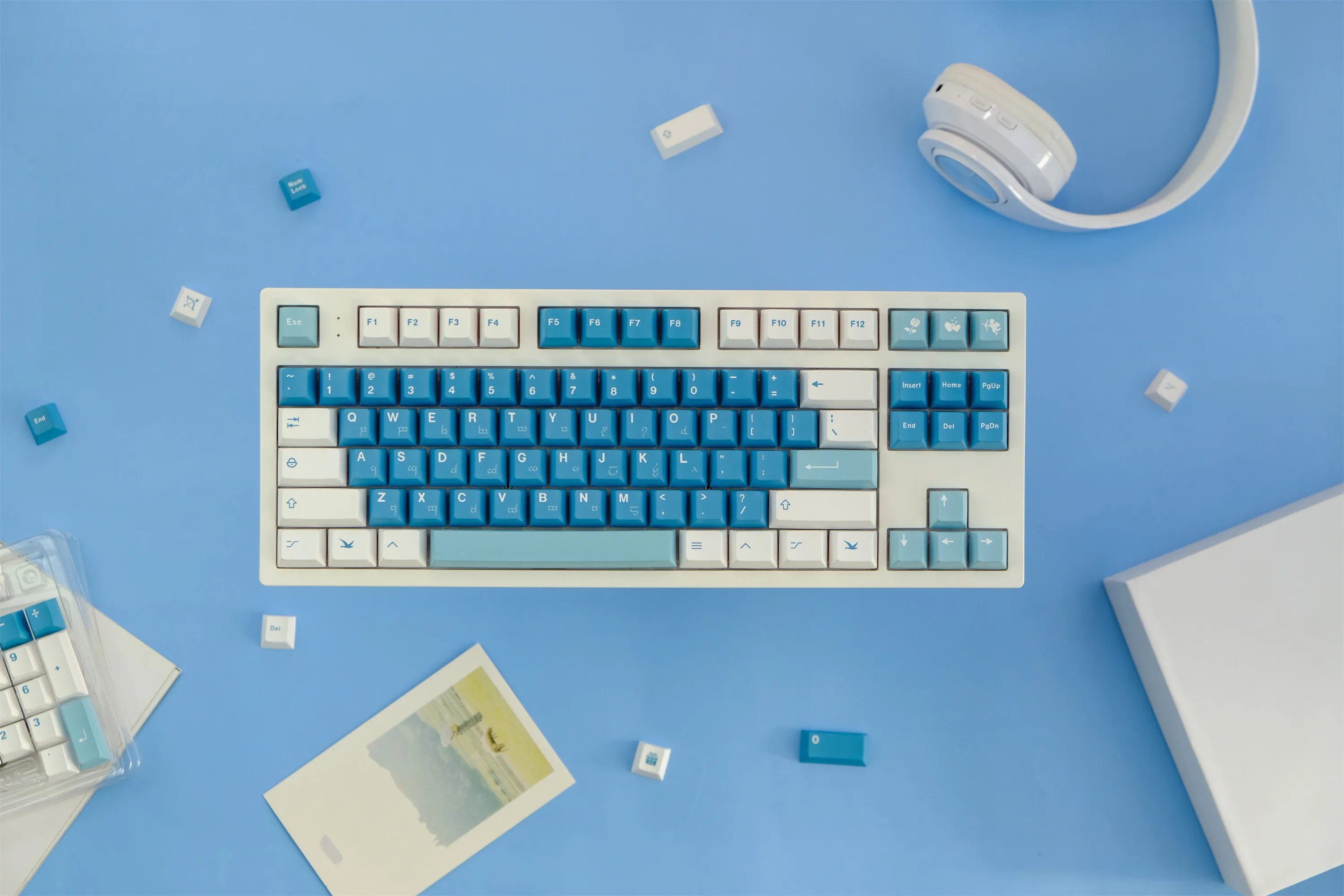 GMK Sea Fog Keycap, 129 Keys PBT Keycaps Cherry Profile DYE SUB