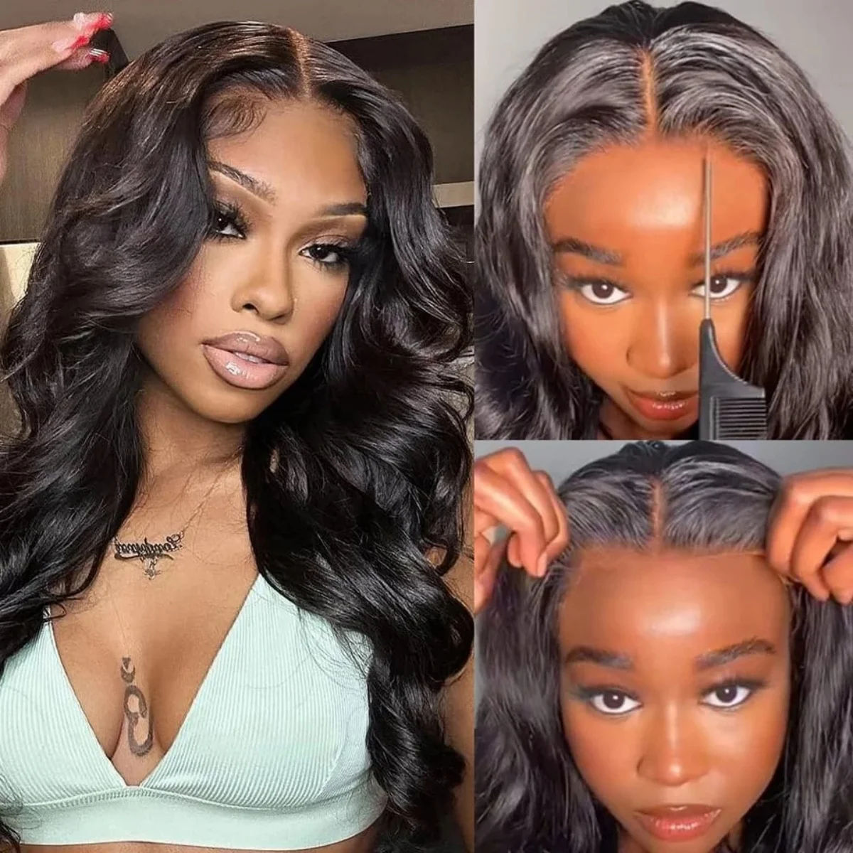 6x4 HD Lace Closure Wigs Human Hair 200 Density Body Wave Glueless Wigs Human Hair Pre Plucked Pre Cut Wear and Go for Women 5