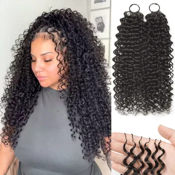 Kinky Curly Boho Braids 100% Raw Human Hair Extension Feathered Human Crochet Hair For Braiding Curly Miracle Knots Crochet Hair 1