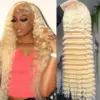 Lace Front Human Hair Wigs30 38 Inches Deep Wave Wigs 613 Honey Blonde Color 13x4 13x6 Lace Frontal Curly Wave Wigs For Woman 1