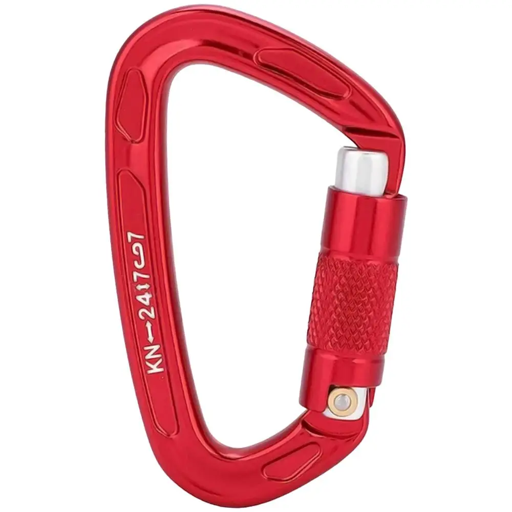 Carabiner, MXTII-001, 1Pza, 24kN, Forma D, Bloqueo Rosca Automática, Rojo, Aleación de Aluminio., Gancho de Seguridad