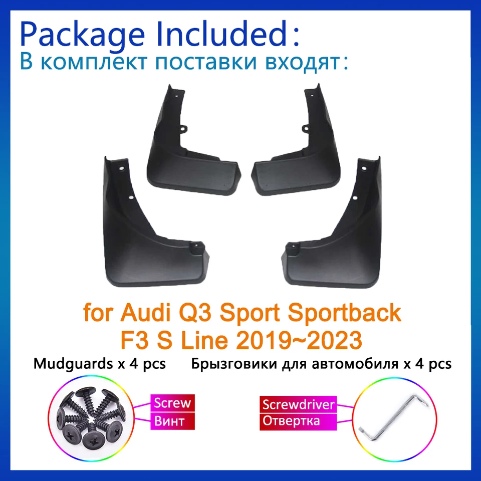 UEMATU 4 Pezzi Auto Paraspruzzi per Audi Q3 Sport 2019-2023, Anteriori Posteriori Guardie Parafanghi, Impermeabile Paraschizzi Guardie Parafanghi, Protezione Accessories