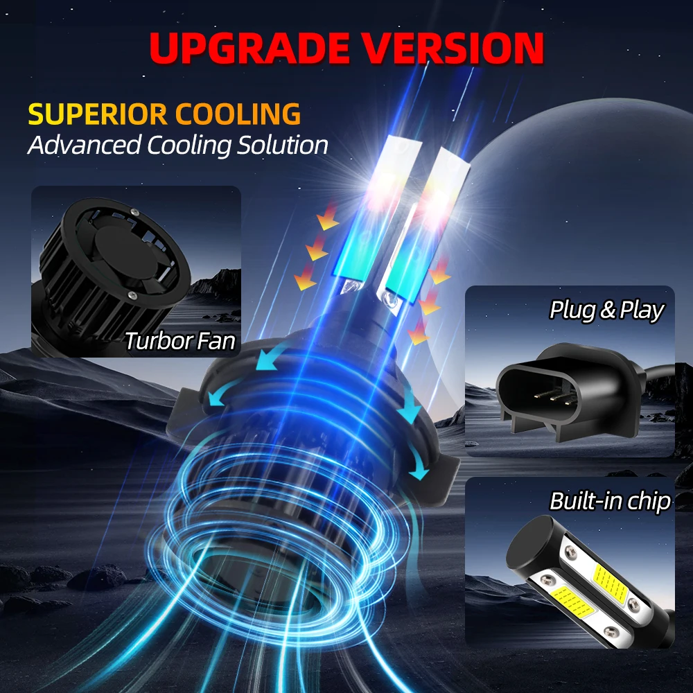 2Pcs Turbo 30000Lm Car Headlight LED Bulbs CANBUS Lights H13 9008 For Nissan NV200(US) 2013 2014 2015