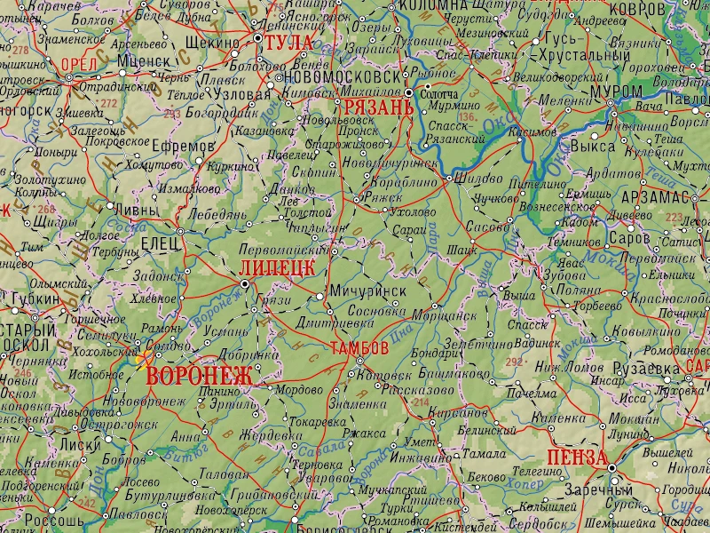 Рисунок 2 - Физическая карта Россия и прилегающие