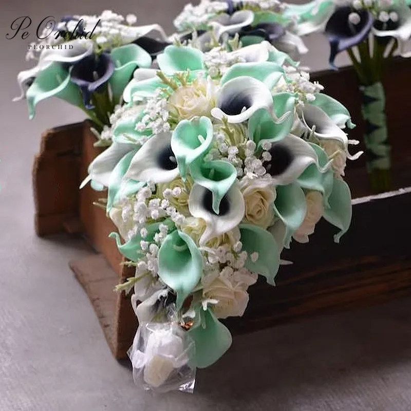 

Пеорхидея темно-Мятная зеленая каскадная искусственная лилия искусственный цветок для женского пляжа свадебный букет для рук