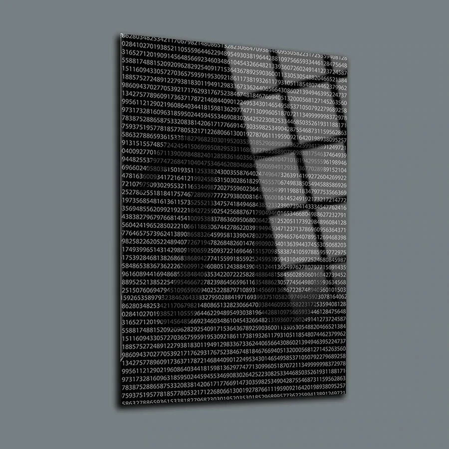 

PI Number Decor, Glass Wall Art, Frameless Free Floating Tempered Glass Panel, Home Office Living Room Decoration,