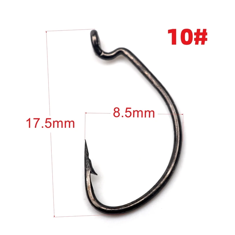 Rompin 50pcs/lot mini small 10# soft worm hook wide gap fishing lure Hooks  Super Lock Bait Jig Crank High carbon steel Tackle