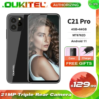 OUKITEL C21 Pro 6.39'' MT6762D Octa Core 4GB+64GB Smartphone 21MP Triple Rear Camera 4G 4000mAh Android 11 Mobile Phone 1