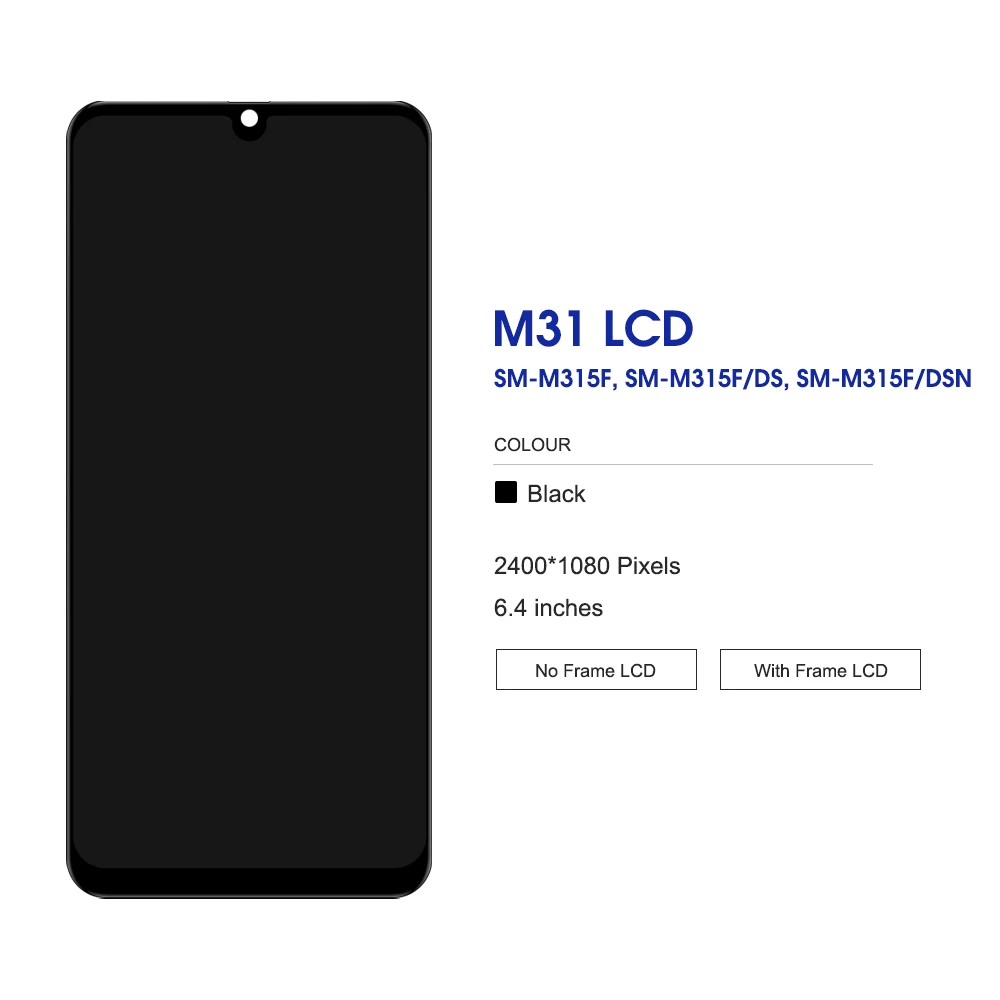 AMOLED LCD 디스플레이 교체품, SM-M317F 디지타이저 터치 스크린 프레임, 삼성 M31 M315F / M31S M317