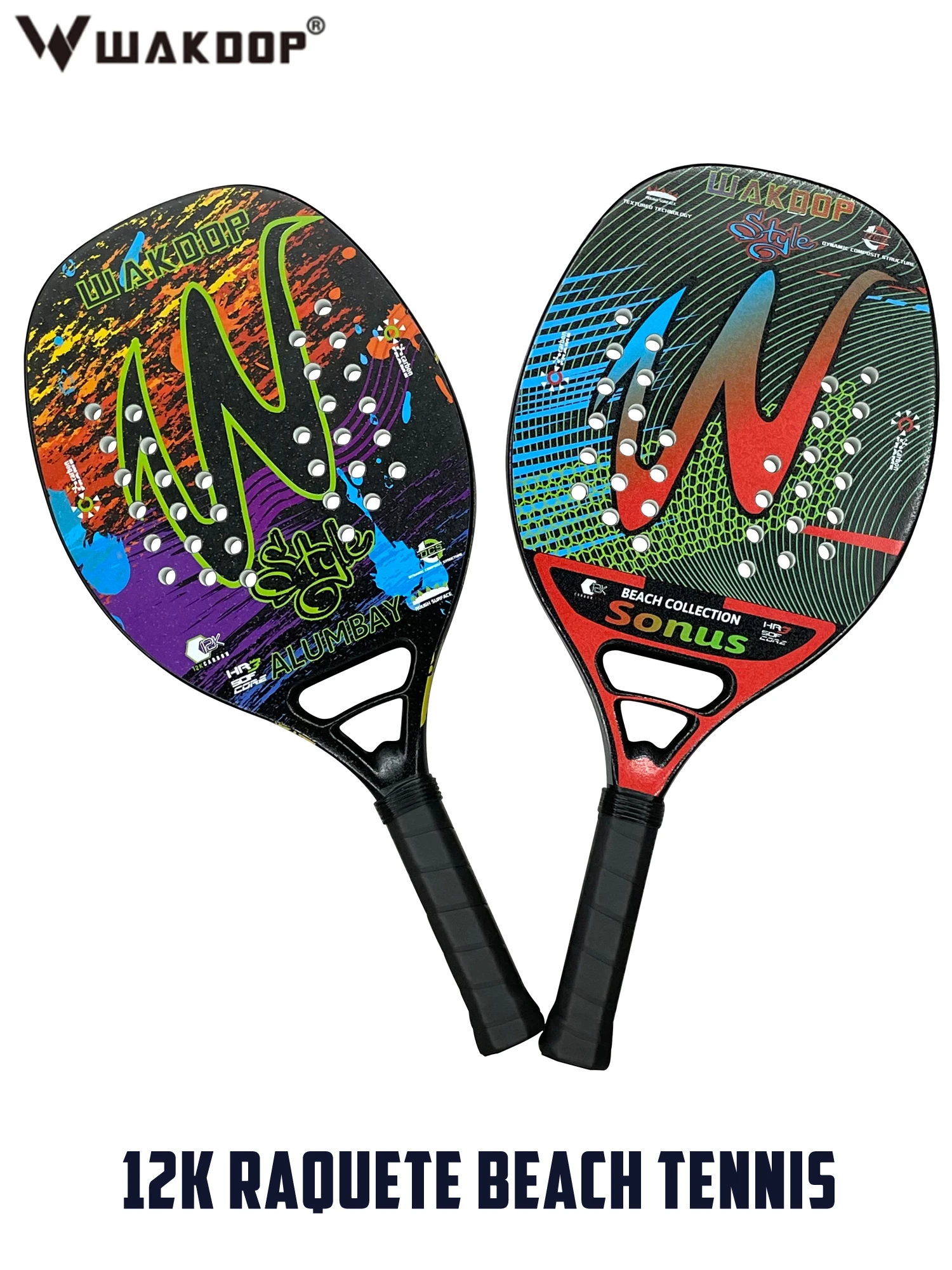 Kawasaki 3K 12K Beach Tennis Racket Carbon Professional Rough Face