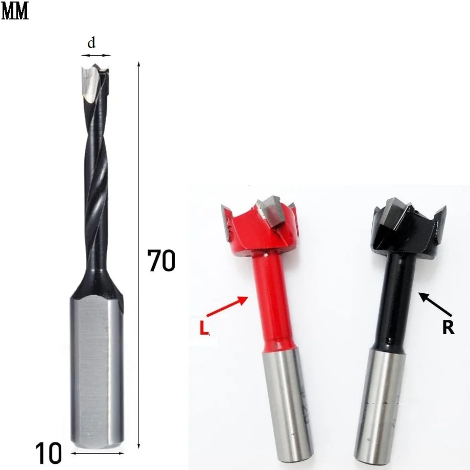 4Pcs/Lot Industrial Woodworking Row Machine Drill Carbide Tipped Brad Boring Bit 10mm Shank ,70mm Height