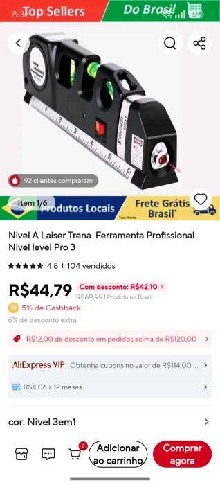 Ferramenta de Medição 4 em 1 - Nível Laser photo review